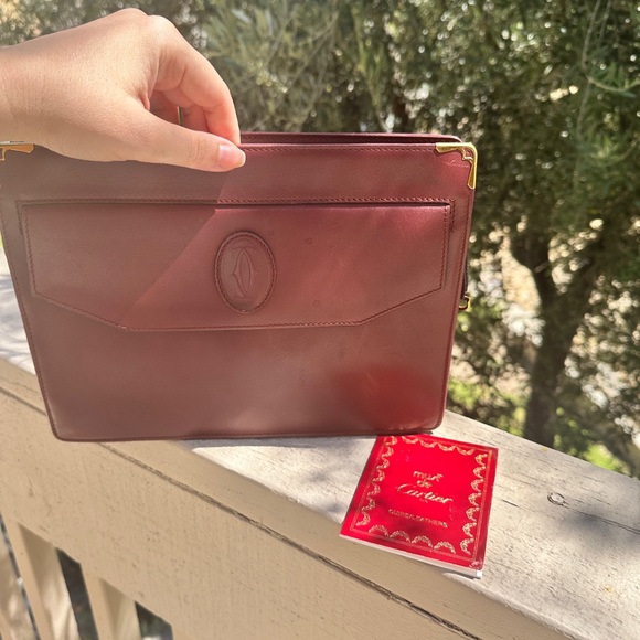 Cartier Burgundy Leather Clutch Vintage - Picture 2 of 8